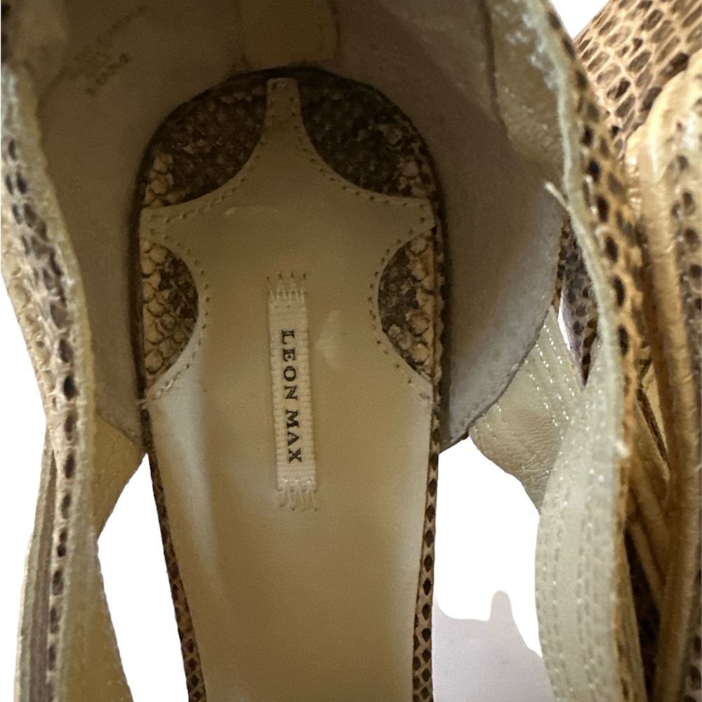 Leon Max Python Cream/ Brown Strappy Stilettos - image 7